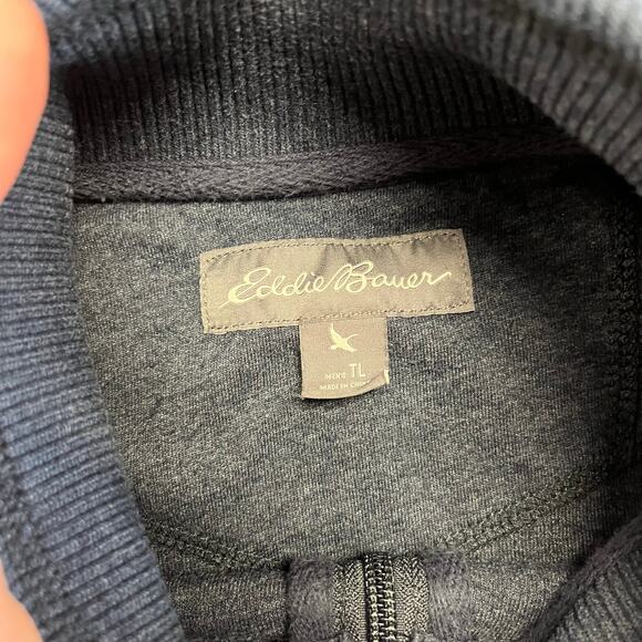 Eddie Bauer Navy‎ Blue Mens TL Quarter Zip Mock Neck Knit Sweater Preppy Office - Picture 3 of 10